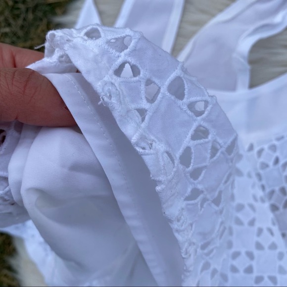 Athleta white eyelet layered knit tank large - Picture 5 of 8